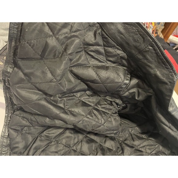 Silver Bike Leather Motorcycle Jacket Vintage 80's Coat Full Back Patch Size 50 - Picture 13 of 16